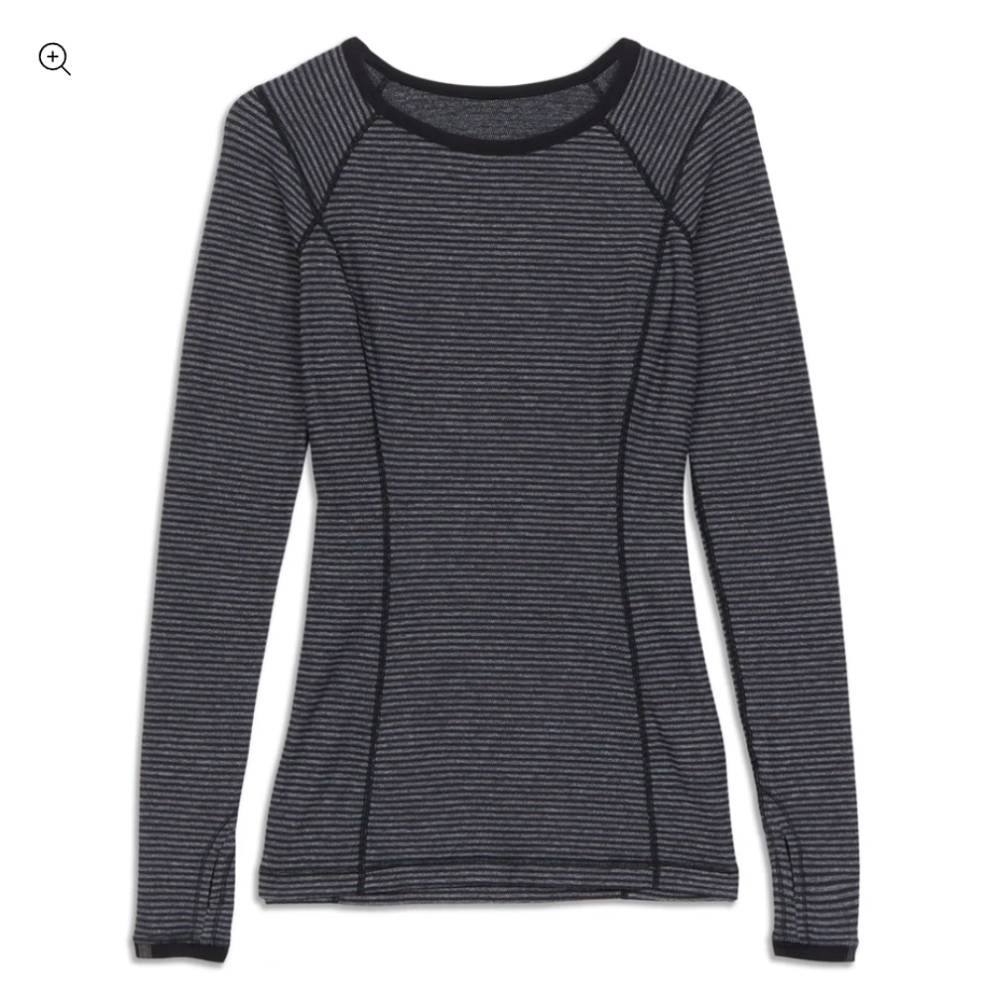 Lululemon Run Turn Around Women's black and grey Long Sleeve Shirt size 12